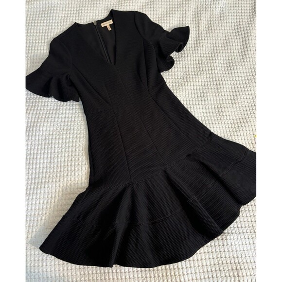 Rebecca Taylor Black size 2 dress v neck lots of ruffles - Picture 1 of 12